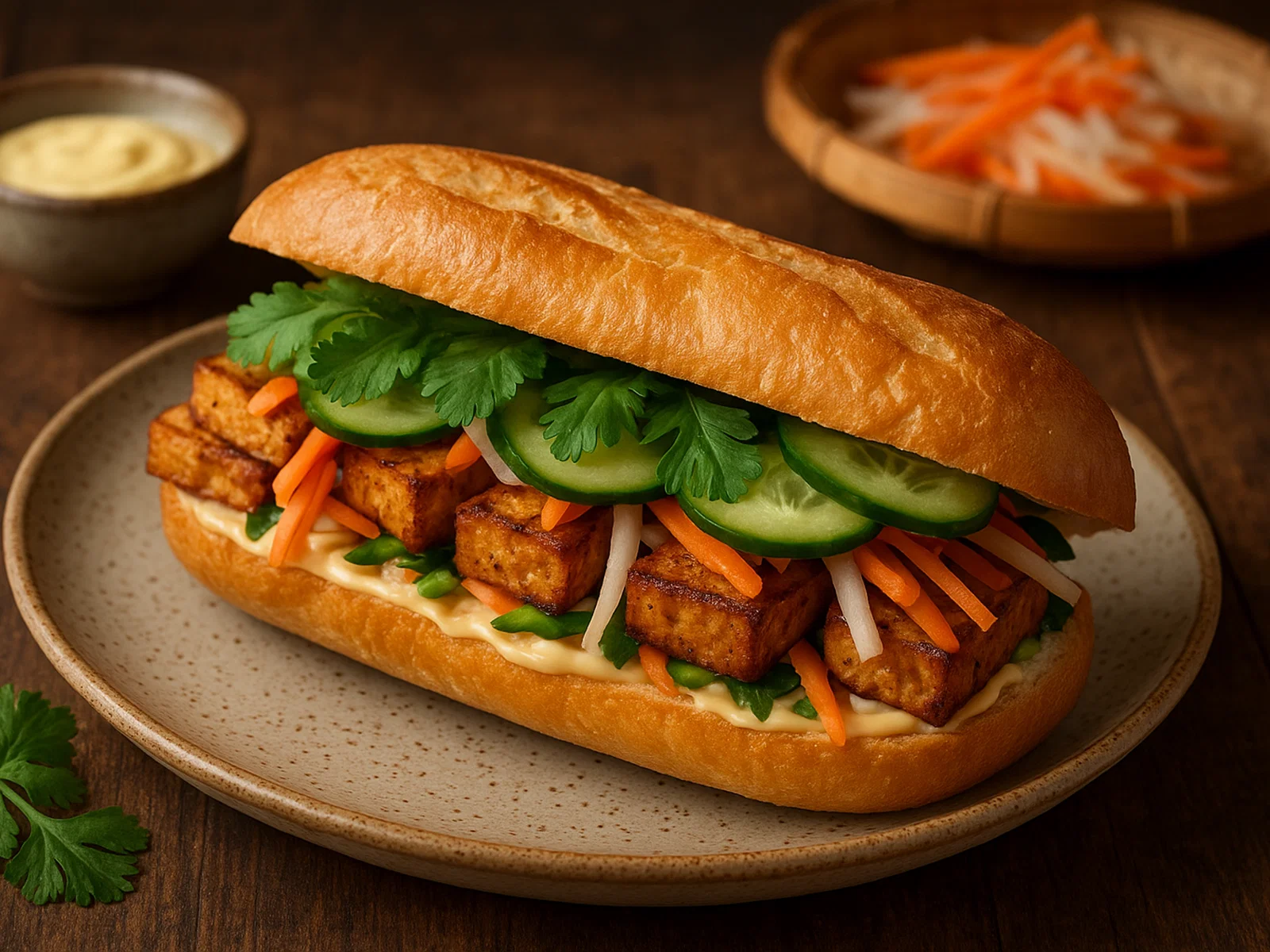 Vegetarisches Banh Mi mit Tofu