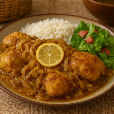 Poulet Yassa – Senegalesisches Zitronen-Zwiebel-Hähnchen