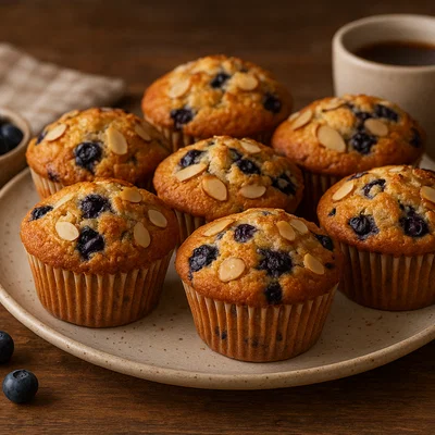 Saftige Blaubeer-Mandel-Muffins mit Vanille