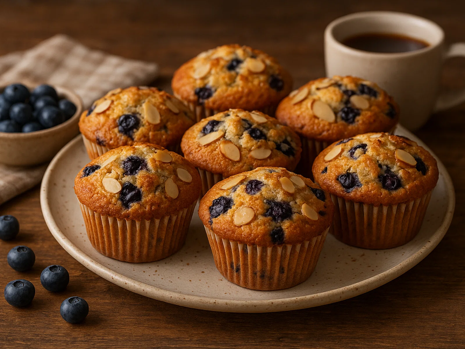 Saftige Blaubeer-Mandel-Muffins mit Vanille