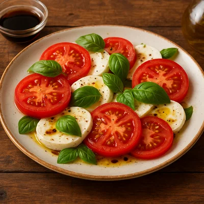 Klassischer Caprese Salat mit Balsamico und Olivenöl