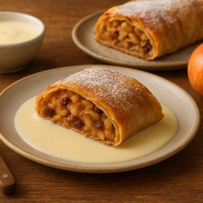 Apfelstrudel mit Vanillesoße
