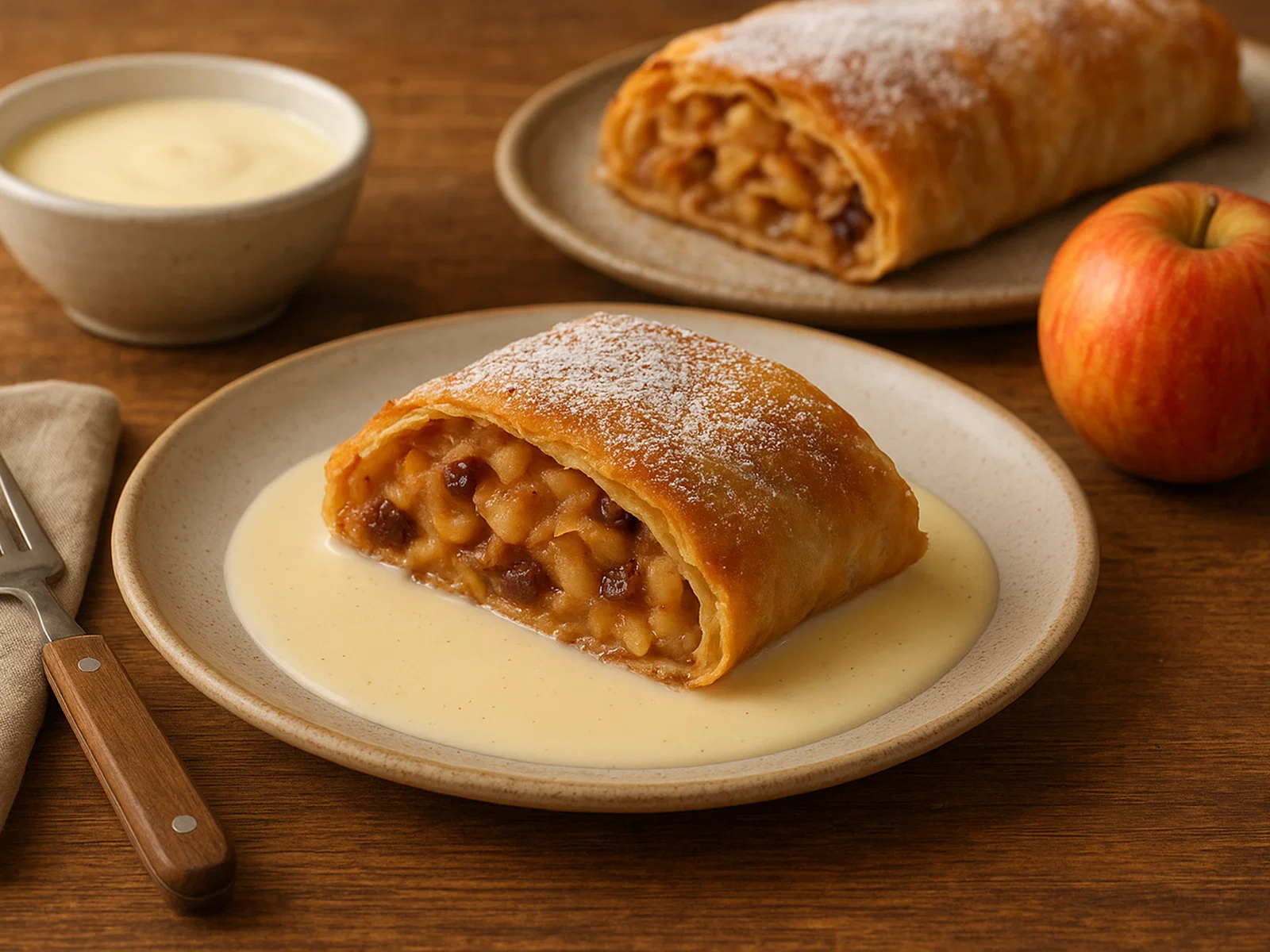 Apfelstrudel mit Vanillesoße