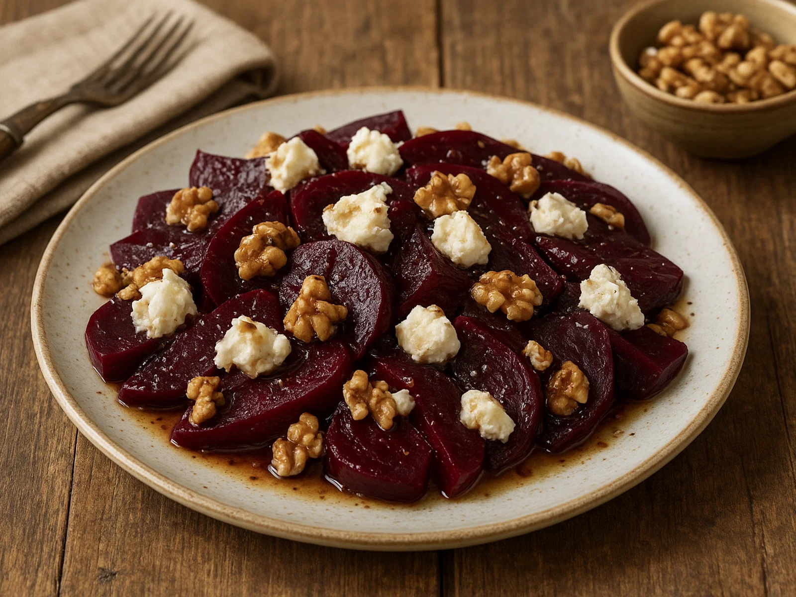 Rote-Bete-Salat mit Ziegenkäse und Walnüssen
