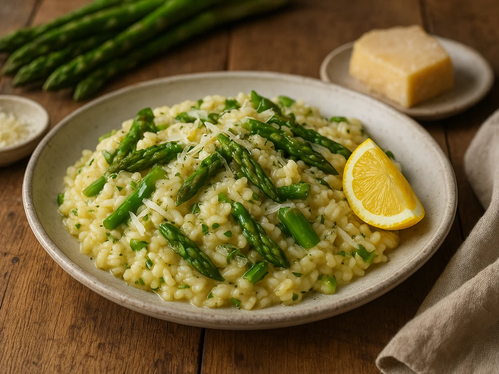 Spargelrisotto mit Zitrone und Parmesan
