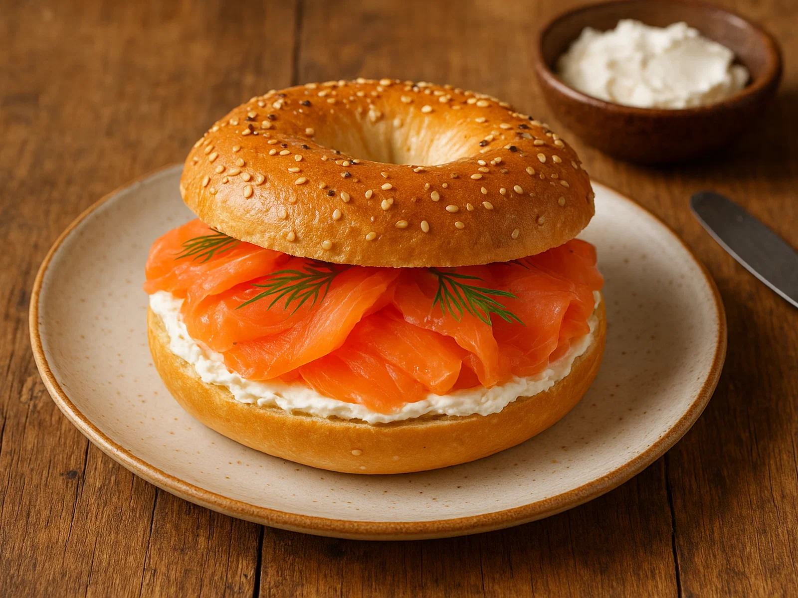 Räucherlachs-Bagel mit Frischkäse