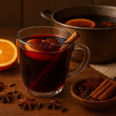 Aromatischer Glühwein mit winterlichen Gewürzen