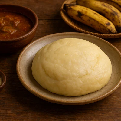 Klassischer Fufu aus Maniok und Kochbanane