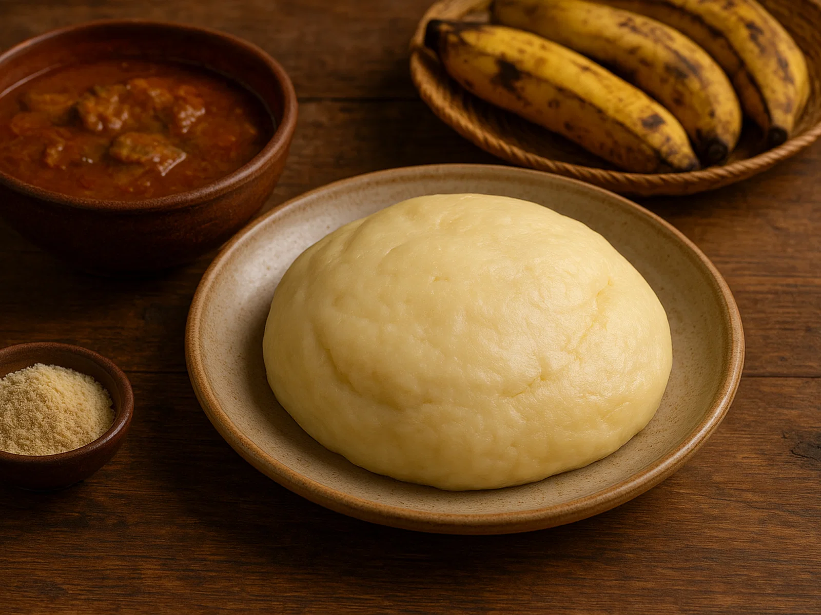 Klassischer Fufu aus Maniok und Kochbanane