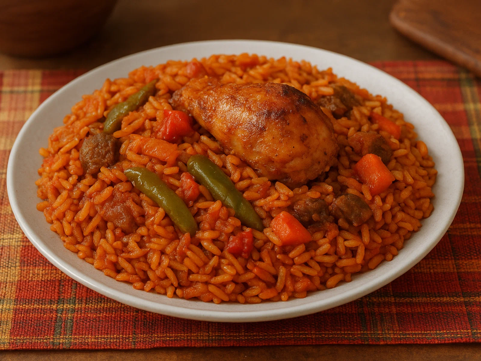 Benachin (westafrikanischer Jollof-Reis mit Huhn)