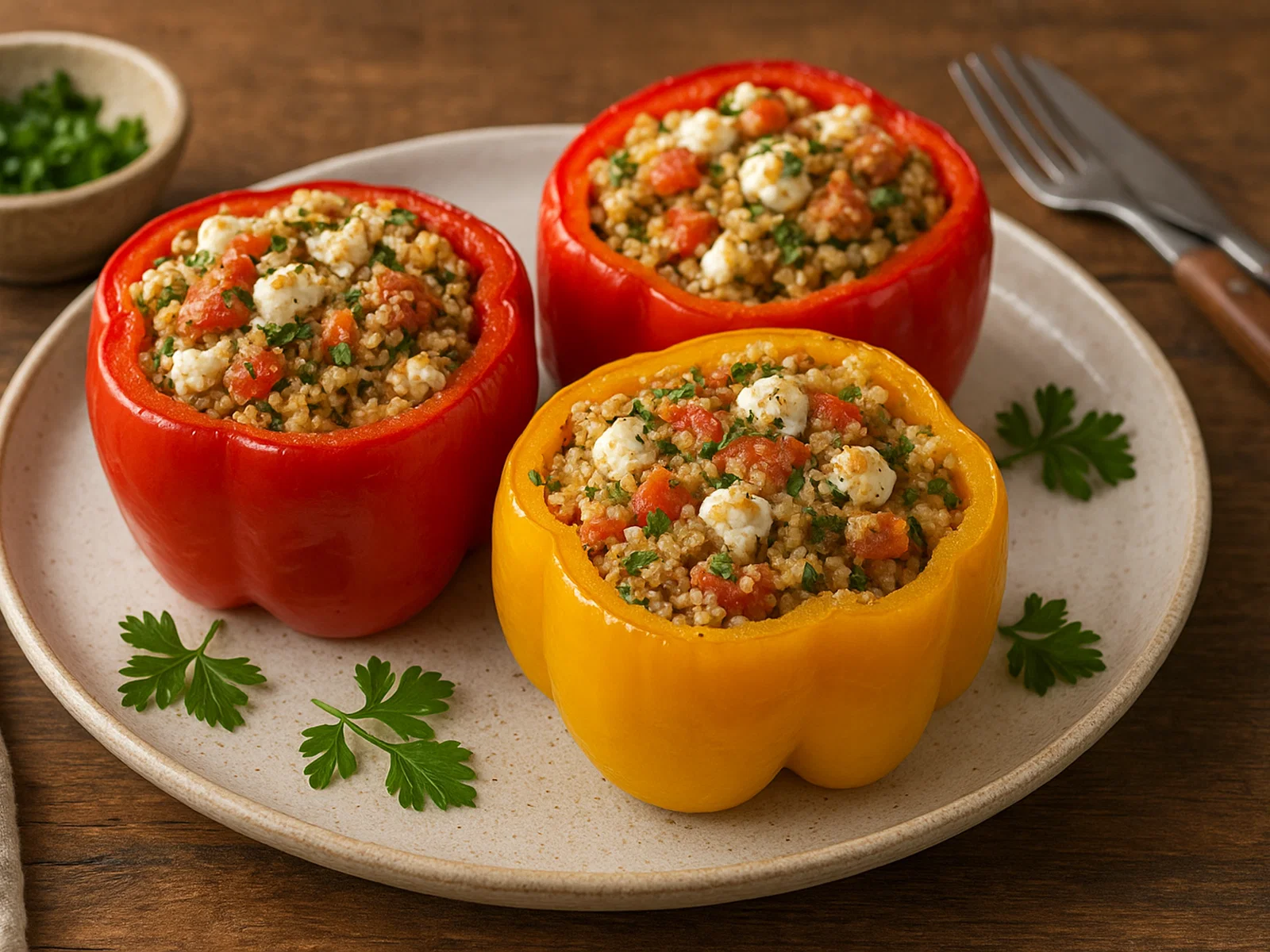Gefüllte Paprika mit Quinoa und Feta