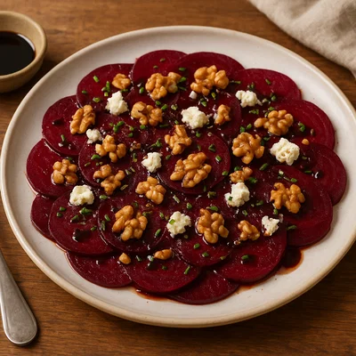 Rote-Bete-Carpaccio mit Walnüssen und Ziegenkäse