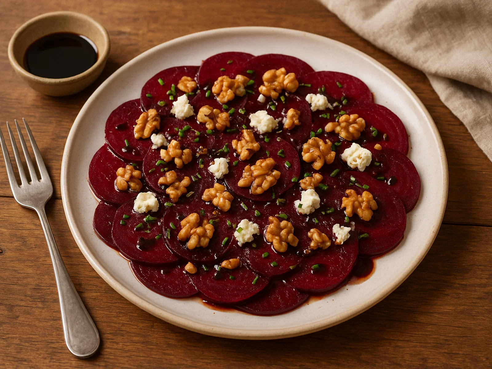 Rote-Bete-Carpaccio mit Walnüssen und Ziegenkäse
