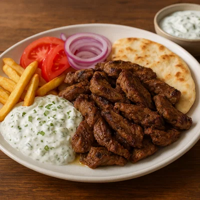 Gyros mit Rindfleisch und Tzatziki