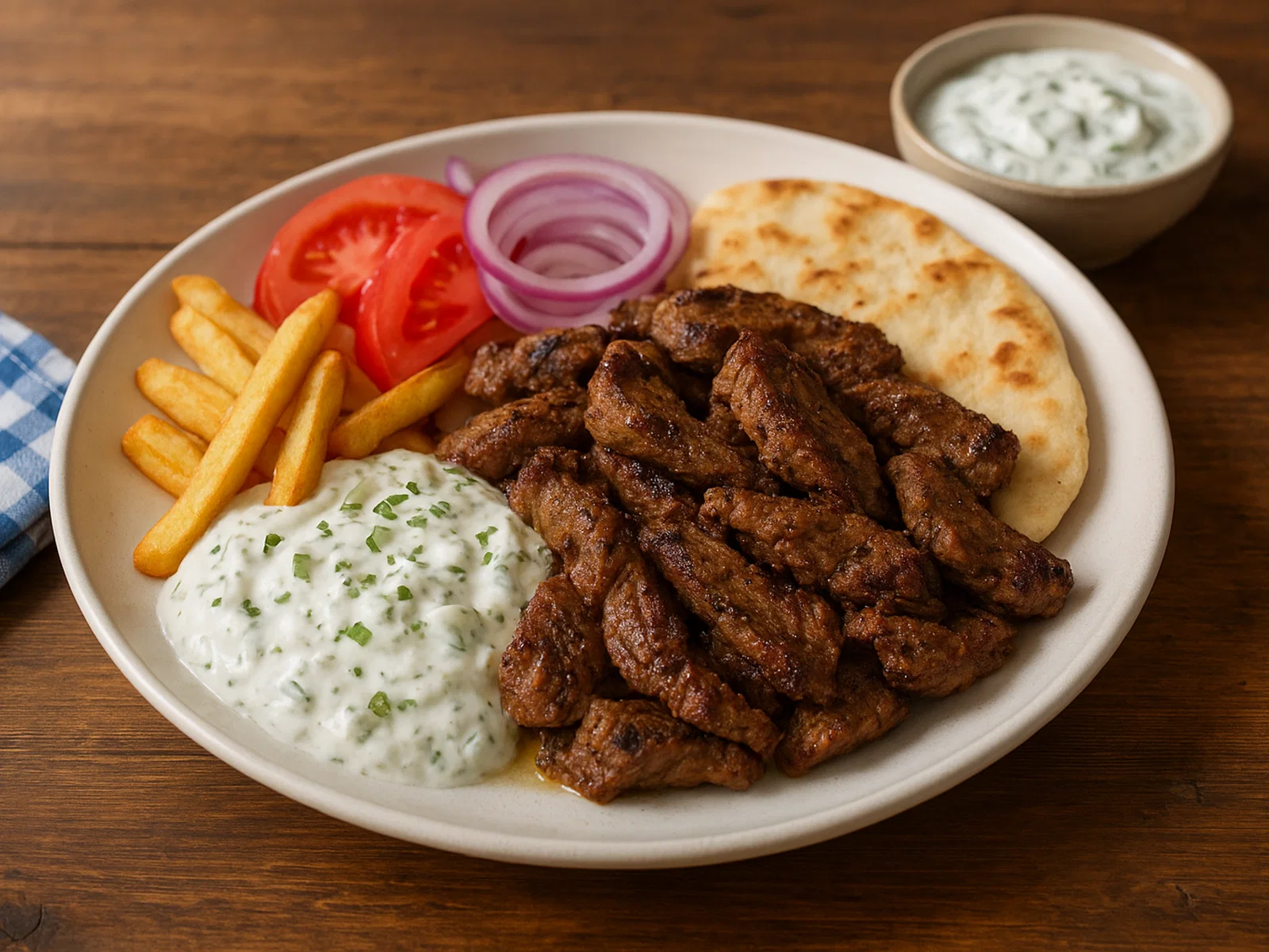 Gyros mit Rindfleisch und Tzatziki