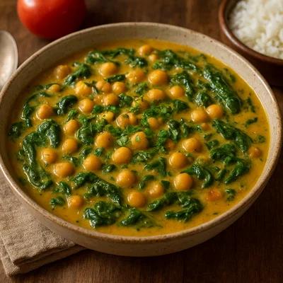 Cremiges Kichererbsen-Curry mit Spinat und Kokosmilch