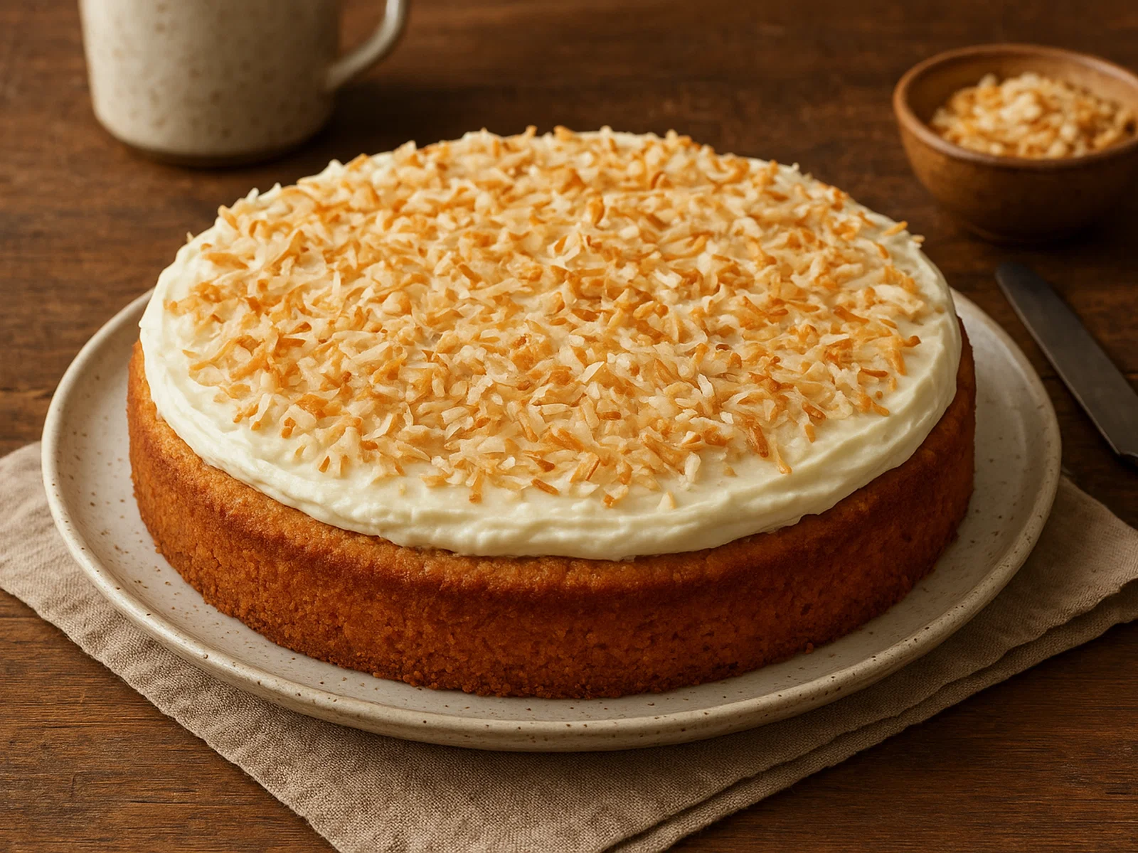 Saftiger Kokosnusskuchen mit cremiger Füllung