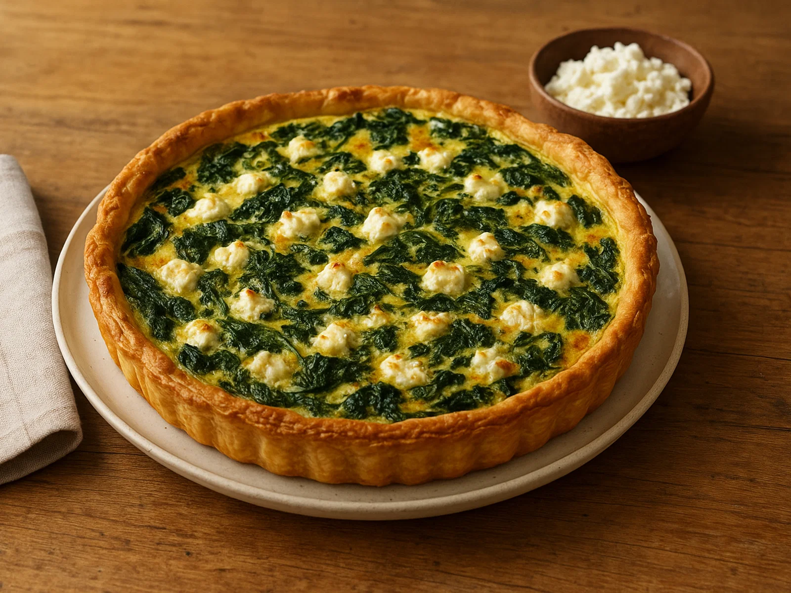 Spinat-Feta-Quiche mit Blätterteig