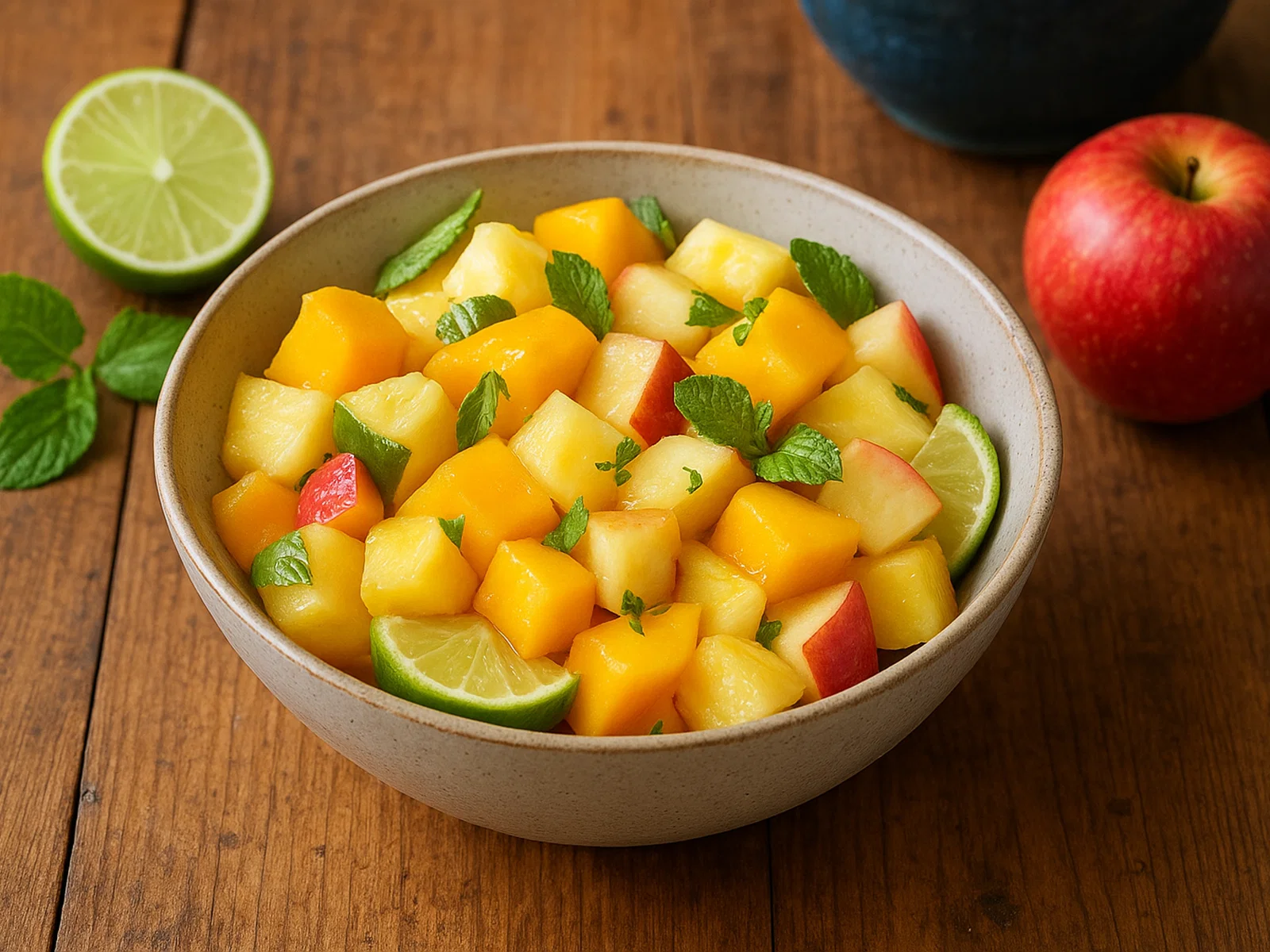 Pitcairnischer Obstsalat mit Limette und Minze