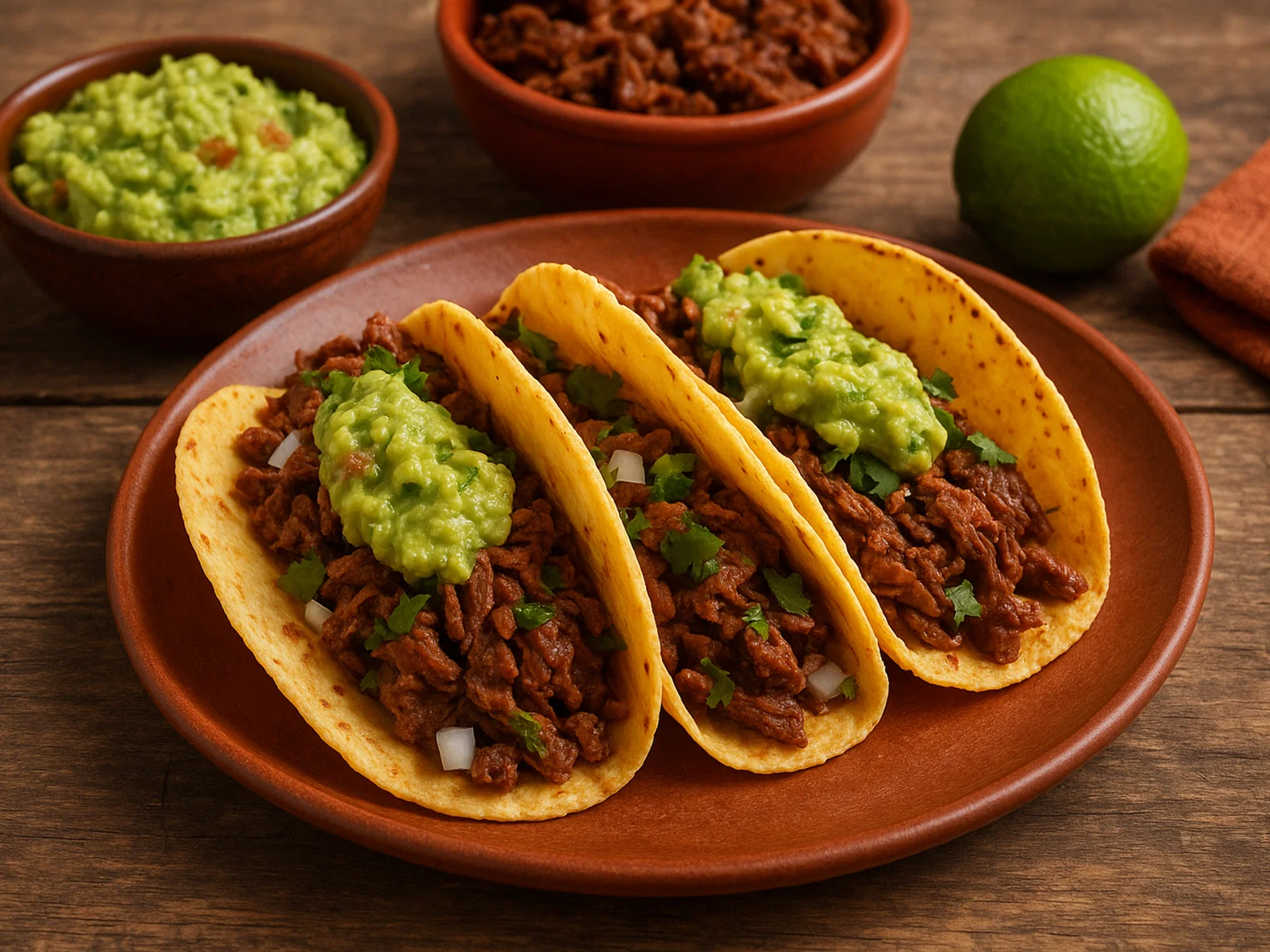 Rindfleisch-Tacos mit cremiger Guacamole