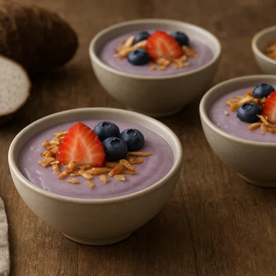 Cremiger Taro-Pudding mit Kokosmilch