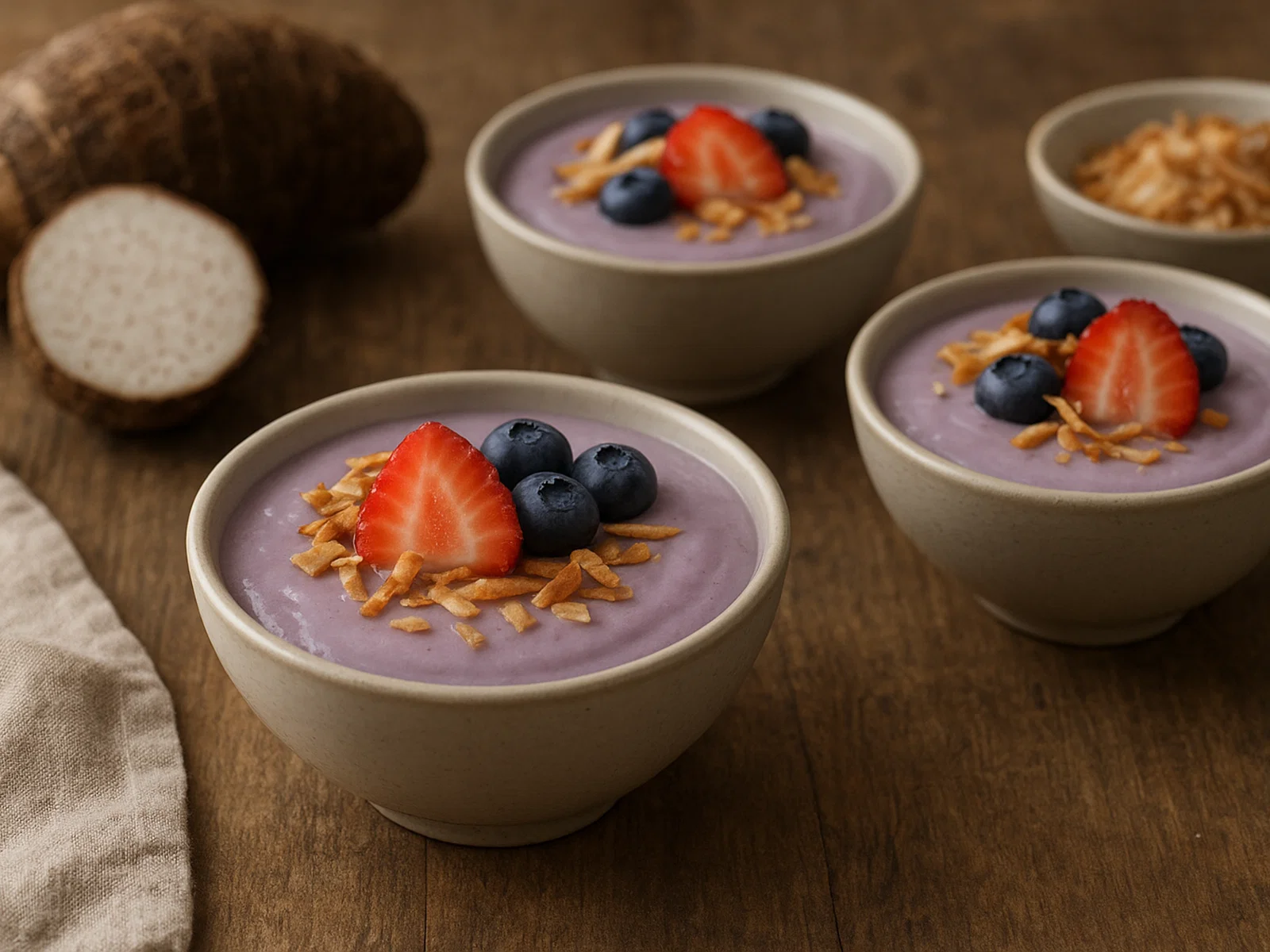 Cremiger Taro-Pudding mit Kokosmilch