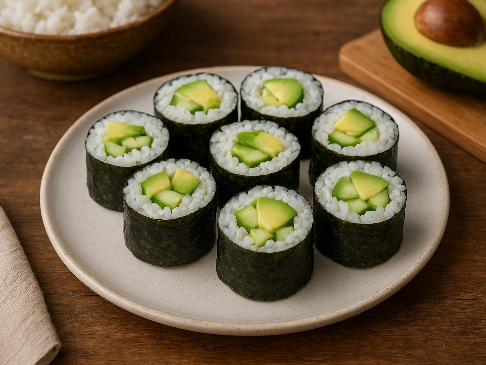 Avocado-Gurken-Sushi-Rollen