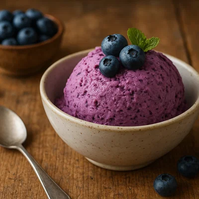 Cremige Blaubeer-Eiscreme mit Vanille