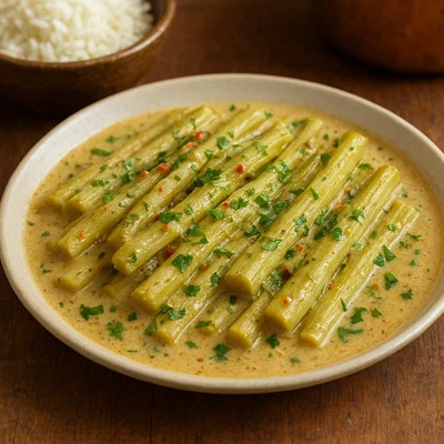 Duruka in cremiger Kokos-Knoblauch-Sauce