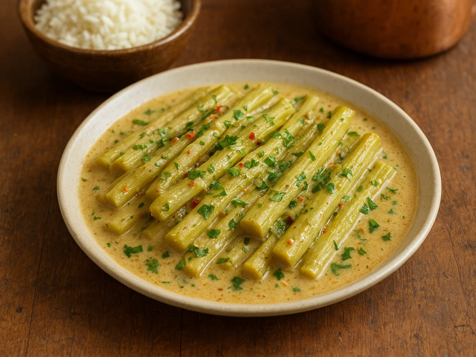 Duruka in cremiger Kokos-Knoblauch-Sauce