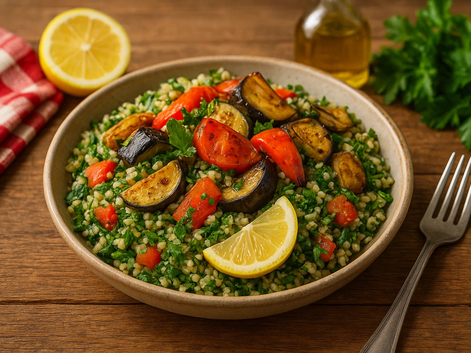 Tabbouleh mit geröstetem Gemüse