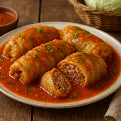 Golubzy – Gefüllte Kohlrouladen in Tomatensauce