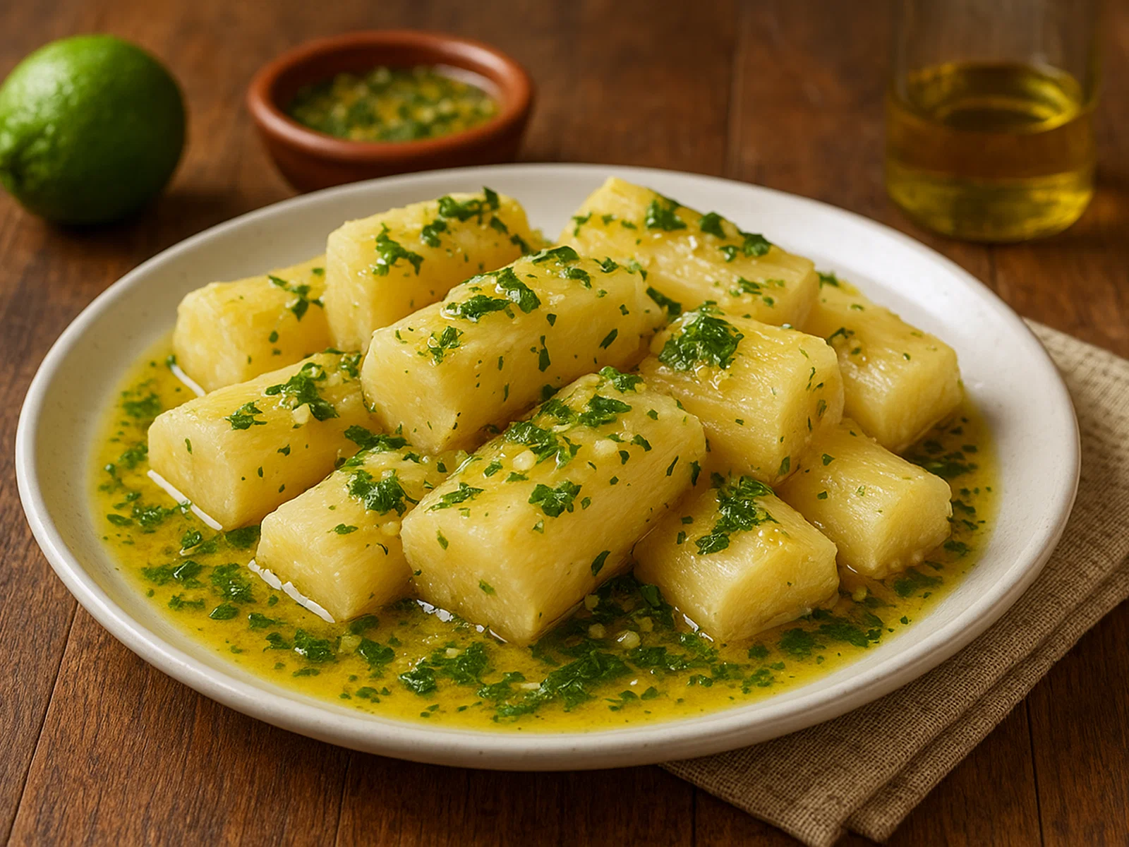 Yuca con Mojo – Kubanische Maniokknollen mit Knoblauch-Zitrus-Sauce