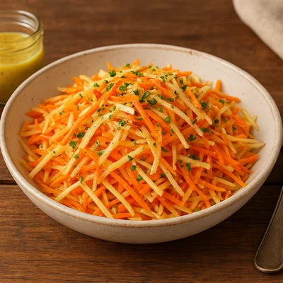 Pastinaken-Karotten-Salat mit Zitronen-Senf-Dressing