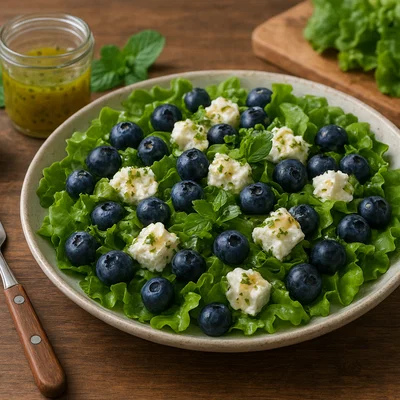 Heidelbeer-Ziegenkäse-Salat mit Honig-Minz-Dressing