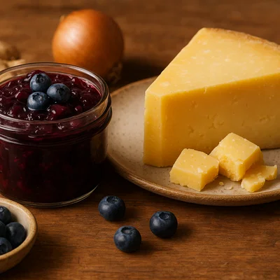 Heidelbeer-Chutney zu gereiftem Cheddar