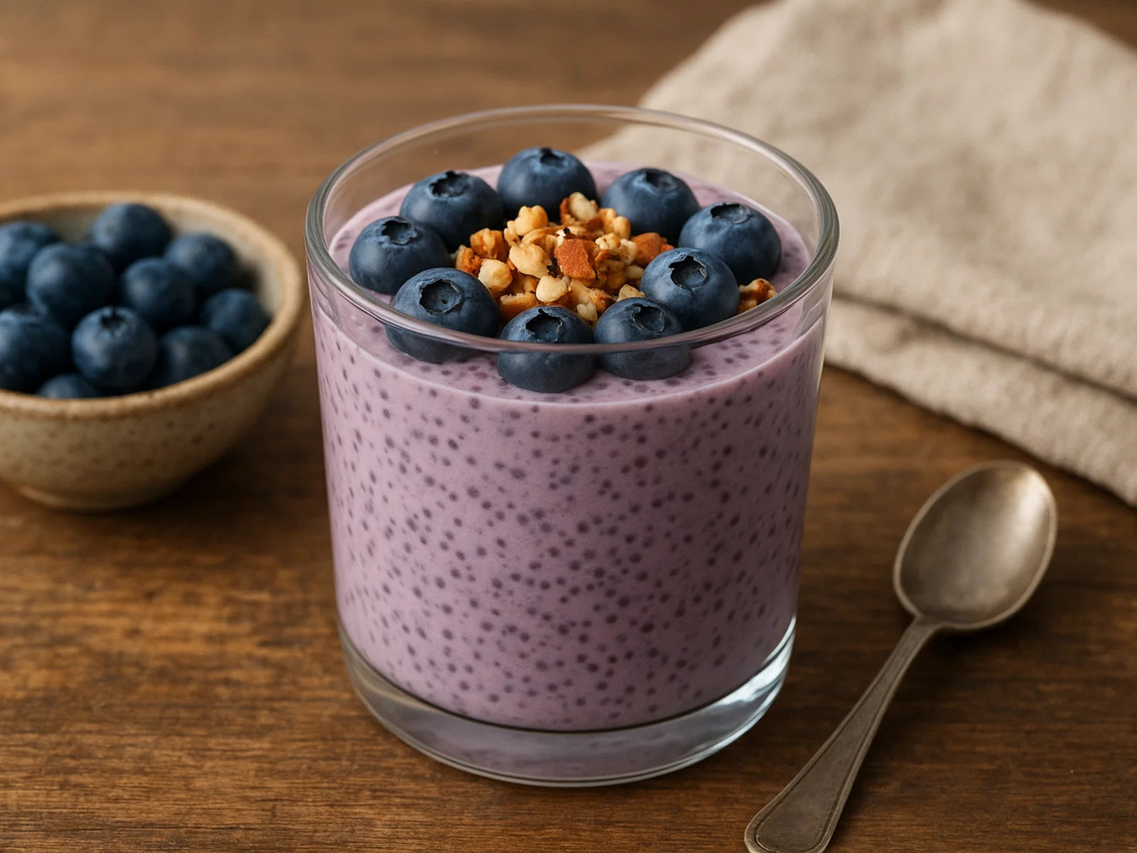 Veganer Heidelbeer-Chia-Pudding mit Kokosmilch