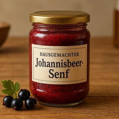 Hausgemachter Johannisbeer-Senf (mit schwarzen Johannisbeeren)