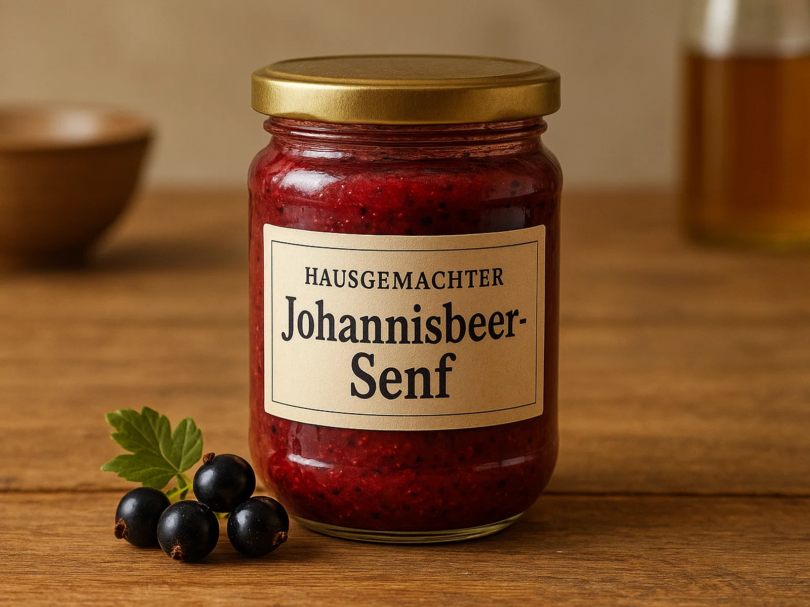 Hausgemachter Johannisbeer-Senf (mit schwarzen Johannisbeeren)