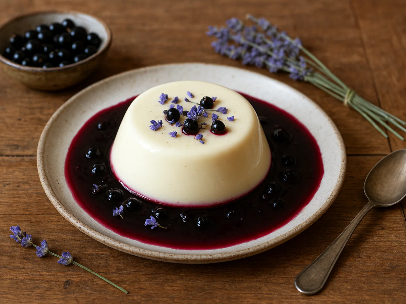 Panna Cotta mit Johannisbeer-Lavendel-Spiegel
