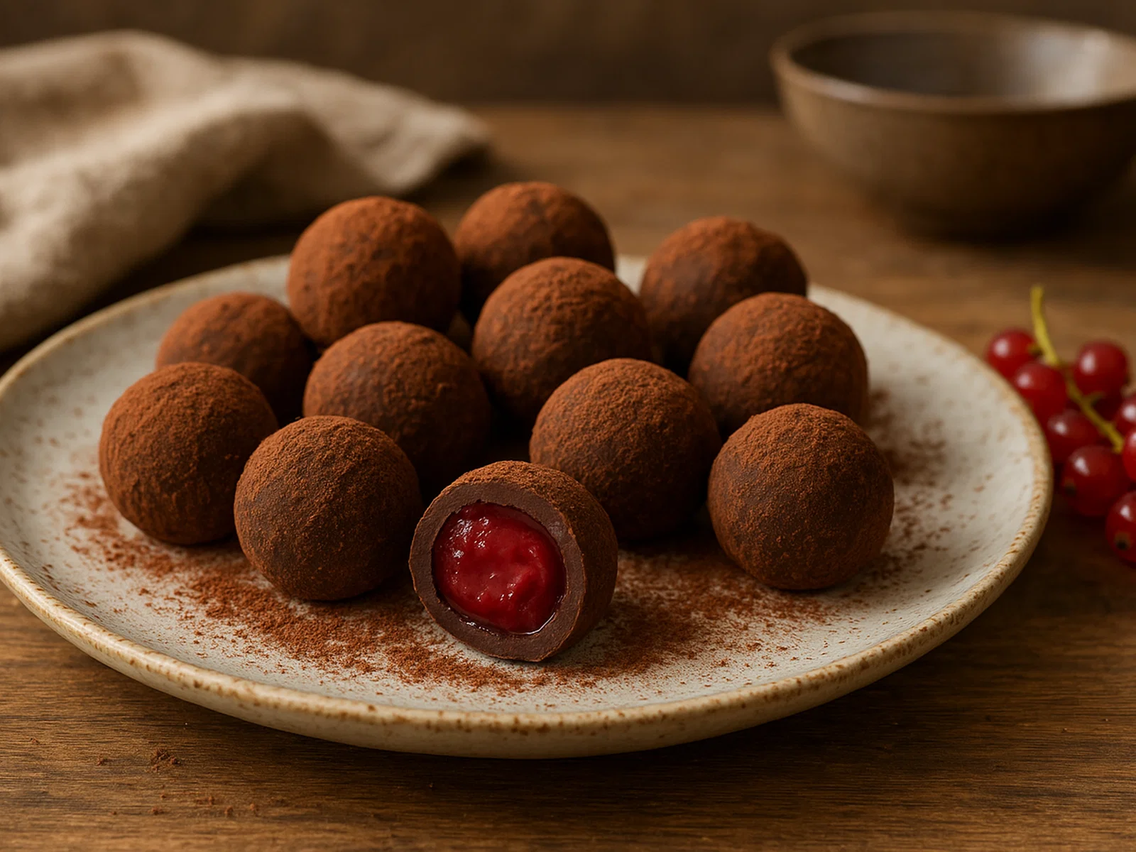 Schokoladentrüffel mit Johannisbeer-Ganache