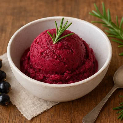 Schwarze Johannisbeer-Sorbet mit Rosmarin