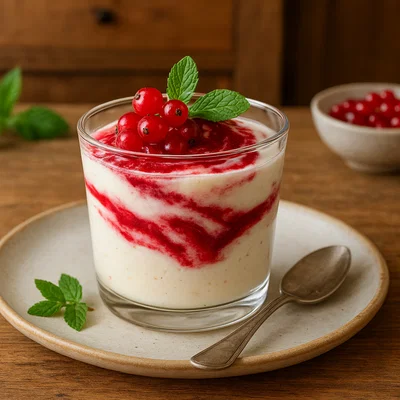 Quarkparfait mit Johannisbeer-Minz-Swirl