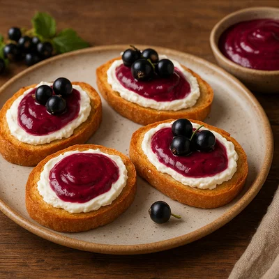 Frischkäse-Crostini mit schwarzem Johannisbeer-Curd