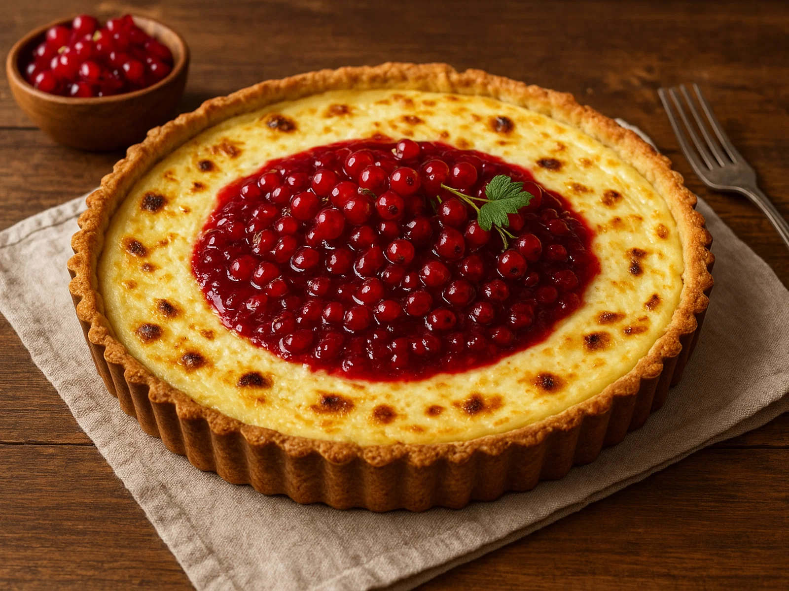 Ziegenkäse-Tarte mit Johannisbeerkompott
