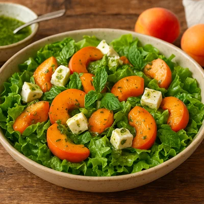 Aprikosen-Feta-Salat mit Minz-Vinaigrette