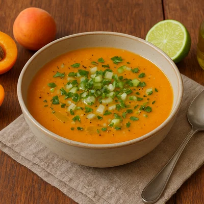 Kalte Aprikosen-Gazpacho mit Limettenöl