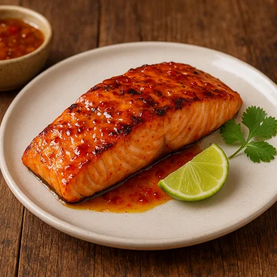 Lachsfilet mit Aprikosen‑Chili‑Glasur vom Grill