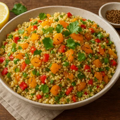 Mediterraner Couscous mit Aprikosen und Koriander