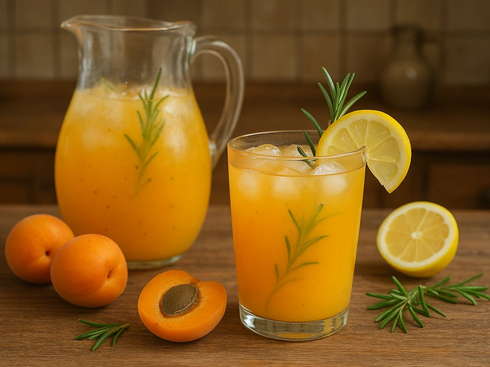 Erfrischende Aprikosen-Limonade mit Rosmarin